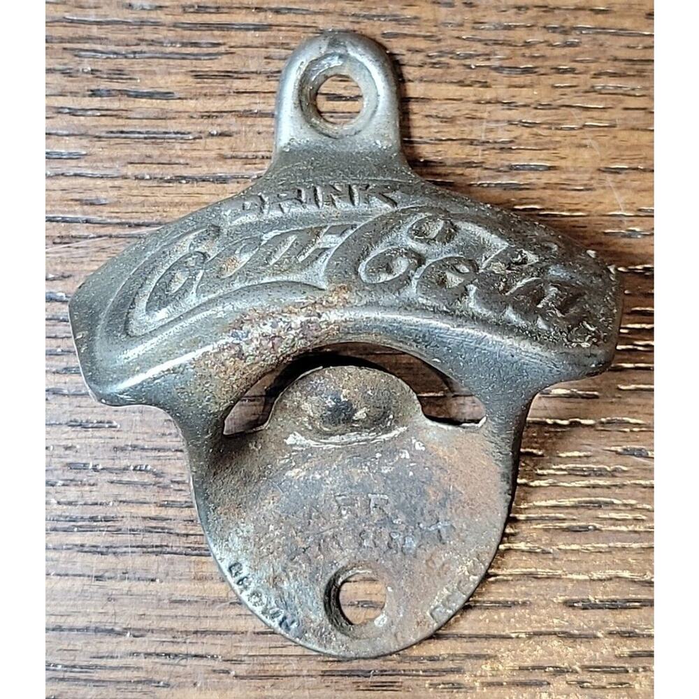 Vintage Coke Soda Pop Star X Coca-Cola Metal Bottle Opener Wall Mount Made USA B
